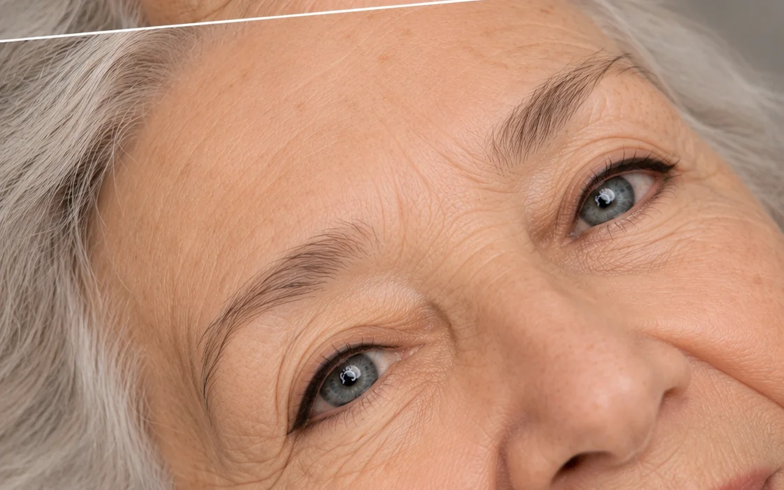 Augenbrauen und Augenpartie nach dem Permanent Make-up, natürlich definiert, Berlin Wilmersdorf