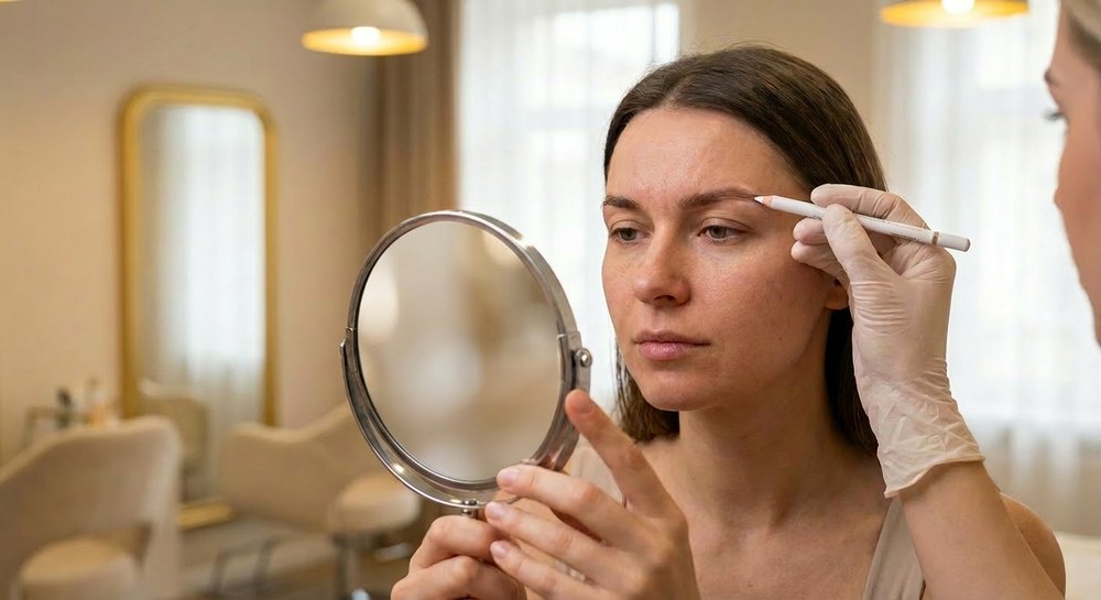Christine Dohanetz bei der Nachsorge-Beratung nach dem Microblading, Pretty WoMen Berlin Wilmersdorf